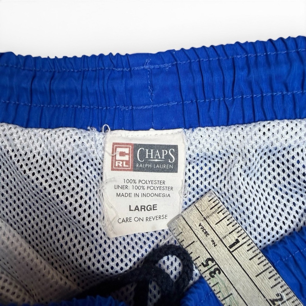 Chaps Ralph Lauren Mens Vtg Blue Shorts Swim Trunks Large Drawstring Pockets - Picture 5 of 7